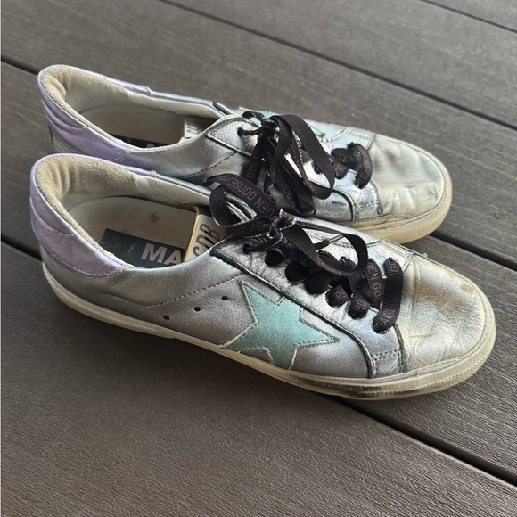 Golden Goose GGDB May Sneakers Women Color: Silver/Gold/Purple - Size 39 - Picture 1 of 5